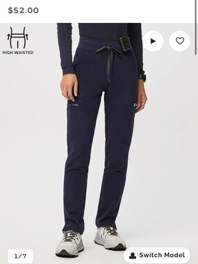 Figs YOLA High-Waist Scrubs in Navy Blue